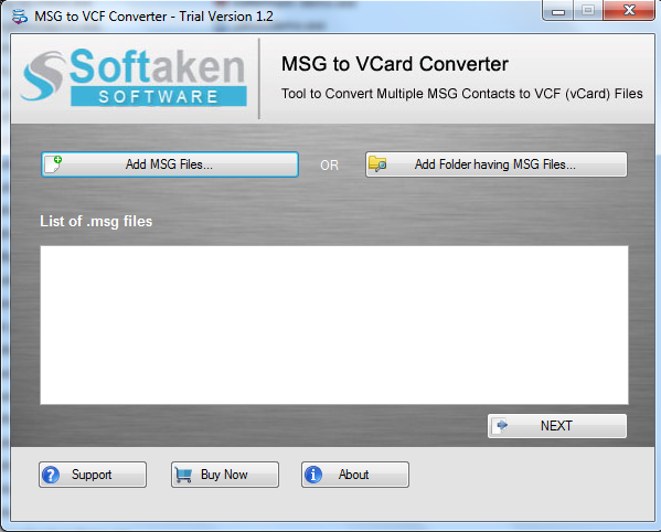 Softaken MSG to vCard Converter software