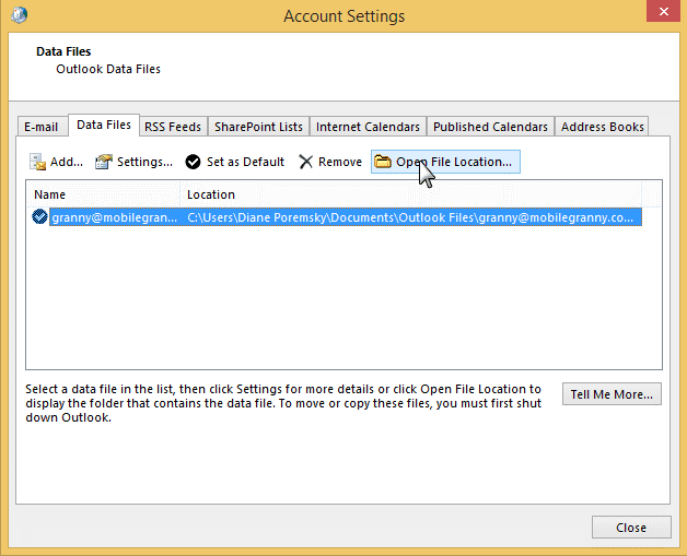 open file location